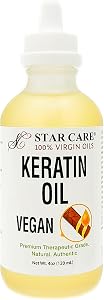 STAR CARE 100% Virgin Keratin Vegan Oil for Hair and Skin (4oz/120ml) Plant-Based Strength