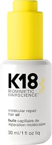 K18 Molecular Repair Hair Oil - Strengthening Peptide Damaged Hair Treatment Oil - 24-Hour