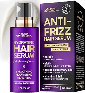 Hydrating Hair Serum for Dry & Frizzy Hair, Lightweight Leave-In Anti-Frizz Treatment,