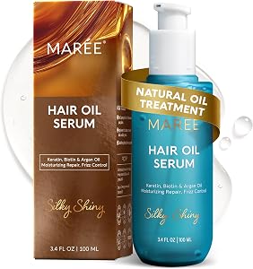 MAREE Hair Oil for Frizzy Hair with Argan Oil, Keratin & Biotin – Hair Serum for Dry a